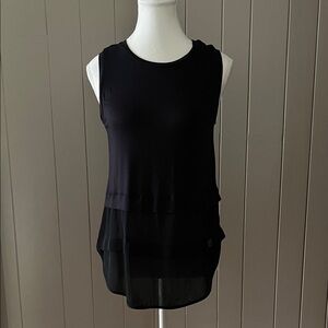 MICHAEL Michael Kors Black Sheer Layered Tank Top - S